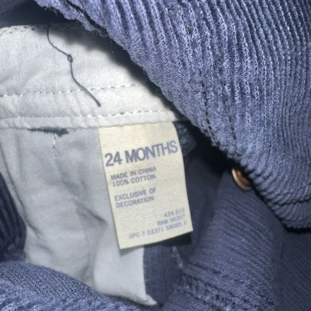 Vintage OSHKOSH B'GOSH navy Blue Corduroy Bear Print Overalls Kids 24 Months
